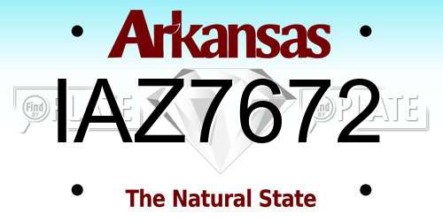 IAZ7672 Arkansas License Plate