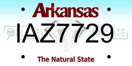 IAZ7729 Arkansas License Plate