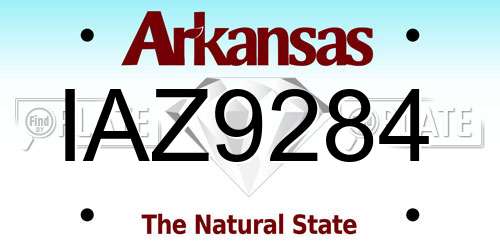 IAZ9284 Arkansas License Plate
