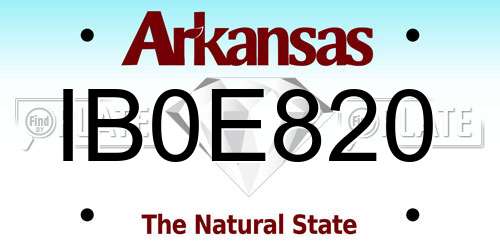 IB0E820 Arkansas License Plate