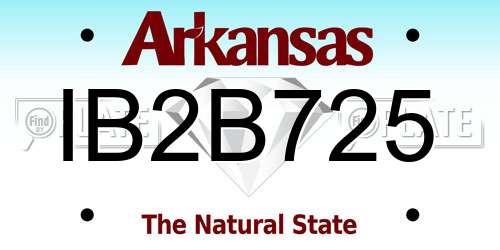 IB2B725 Arkansas License Plate