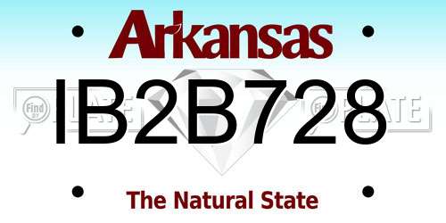 IB2B728 Arkansas License Plate