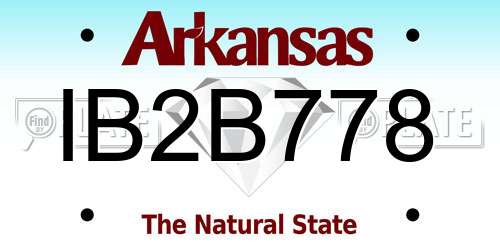 IB2B778 Arkansas License Plate