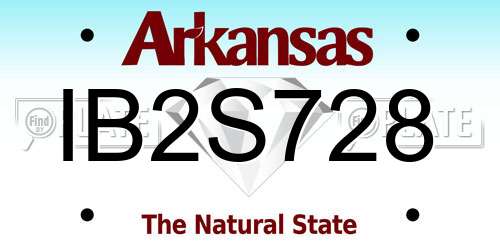 IB2S728 Arkansas License Plate