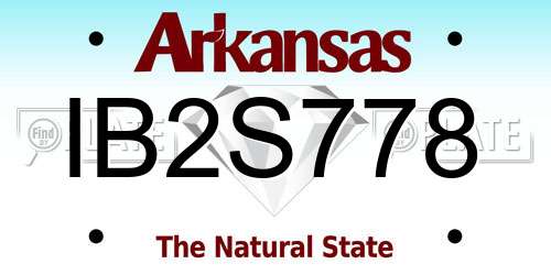 IB2S778 Arkansas License Plate