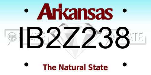 IB2Z238 Arkansas License Plate