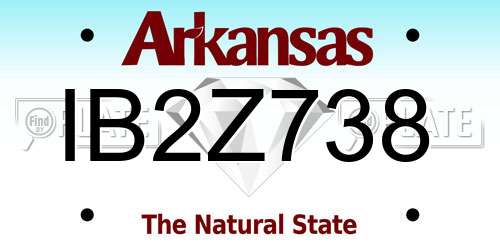 IB2Z738 Arkansas License Plate