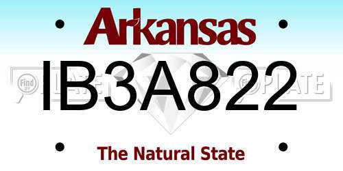 IB3A822 Arkansas License Plate