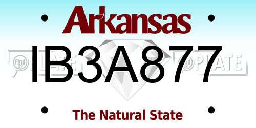 IB3A877 Arkansas License Plate