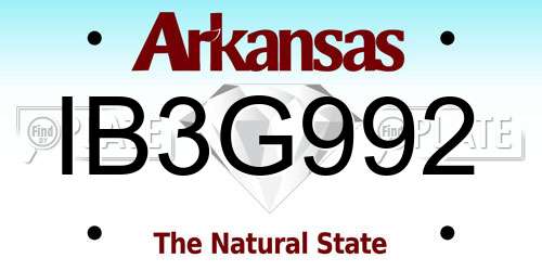IB3G992 Arkansas License Plate