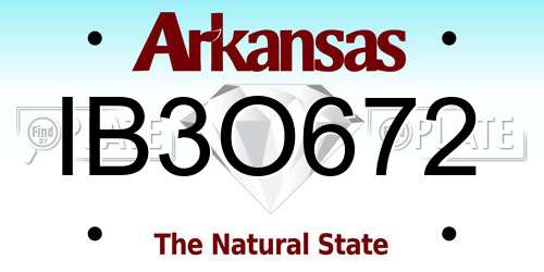 IB3O672 Arkansas License Plate