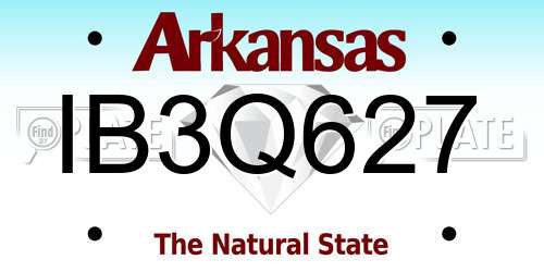 IB3Q627 Arkansas License Plate