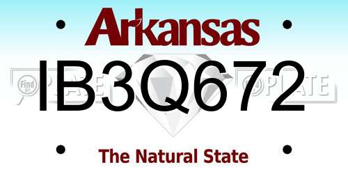 IB3Q672 Arkansas License Plate