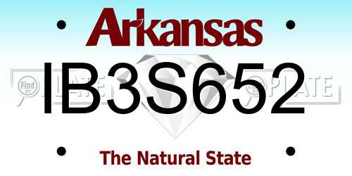 IB3S652 Arkansas License Plate