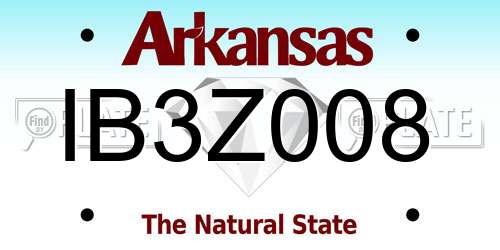 IB3Z008 Arkansas License Plate