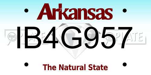 IB4G957 Arkansas License Plate