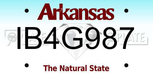 IB4G987 Arkansas License Plate