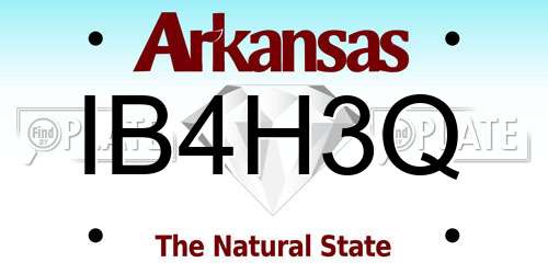 IB4H3Q Arkansas License Plate