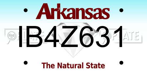 IB4Z631 Arkansas License Plate