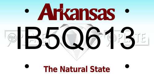 IB5Q613 Arkansas License Plate