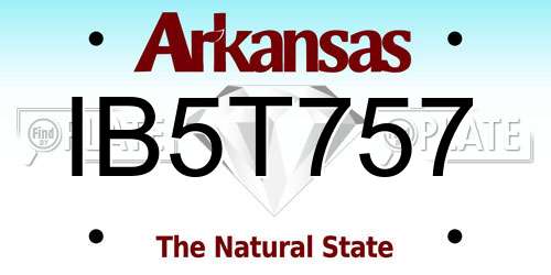 IB5T757 Arkansas License Plate