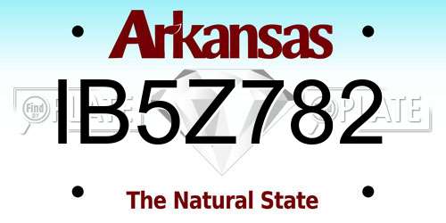 IB5Z782 Arkansas License Plate