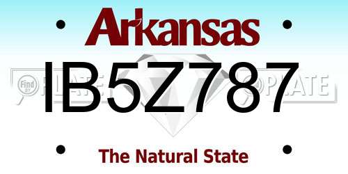 IB5Z787 Arkansas License Plate