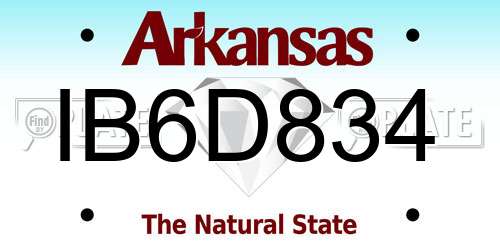 IB6D834 Arkansas License Plate