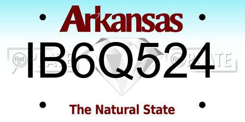 IB6Q524 Arkansas License Plate