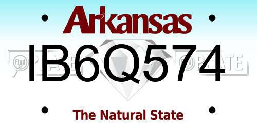 IB6Q574 Arkansas License Plate