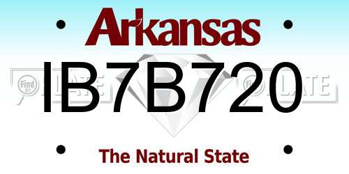 IB7B720 Arkansas License Plate