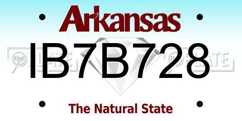 IB7B728 Arkansas License Plate
