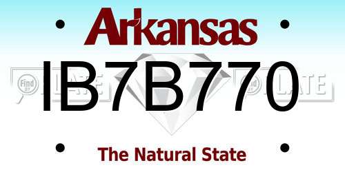 IB7B770 Arkansas License Plate