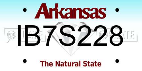 IB7S228 Arkansas License Plate