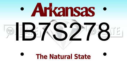 IB7S278 Arkansas License Plate