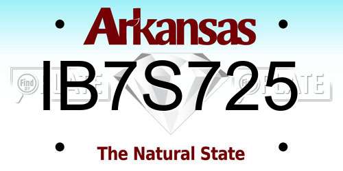 IB7S725 Arkansas License Plate