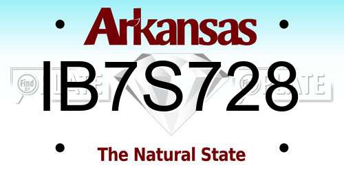 IB7S728 Arkansas License Plate