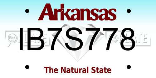IB7S778 Arkansas License Plate