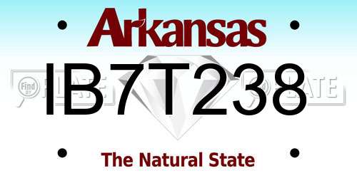 IB7T238 Arkansas License Plate