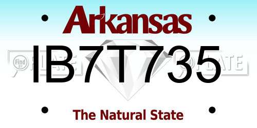 IB7T735 Arkansas License Plate