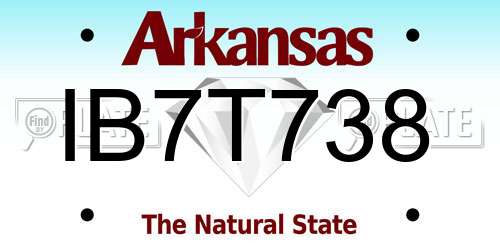 IB7T738 Arkansas License Plate