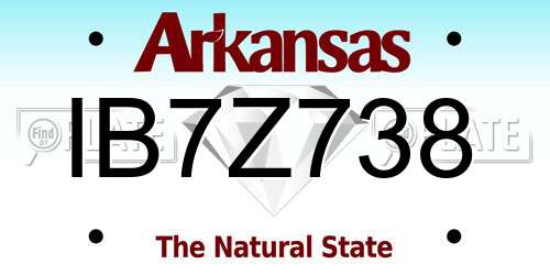 IB7Z738 Arkansas License Plate