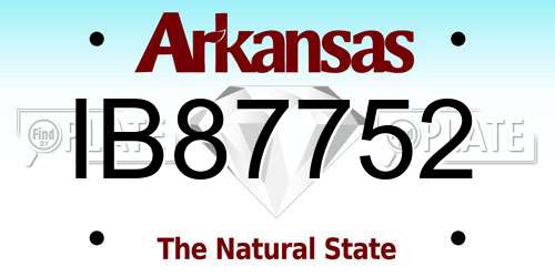 IB87752 Arkansas License Plate