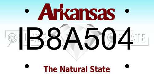 IB8A504 Arkansas License Plate