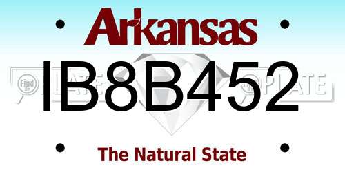 IB8B452 Arkansas License Plate