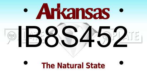 IB8S452 Arkansas License Plate