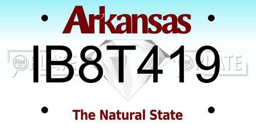 IB8T419 Arkansas License Plate
