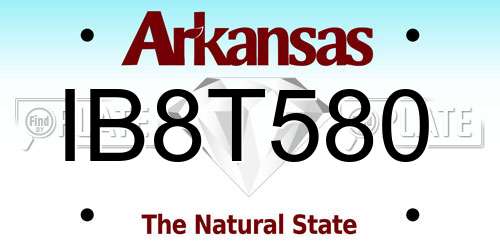 IB8T580 Arkansas License Plate