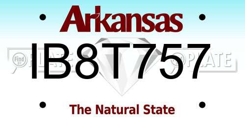 IB8T757 Arkansas License Plate