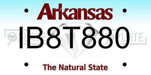IB8T880 Arkansas License Plate